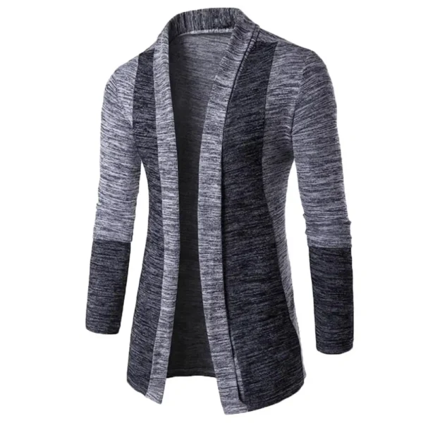 New Retro Men's Sweater Men's Cardigan Stitching Contrast Color Long-sleeved Slim-fit Sweater Jacket Jaqueta Masculina Inverno - Image 3