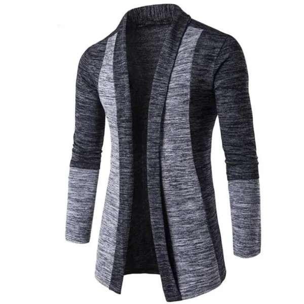 New Retro Men's Sweater Men's Cardigan Stitching Contrast Color Long-sleeved Slim-fit Sweater Jacket Jaqueta Masculina Inverno - Image 2