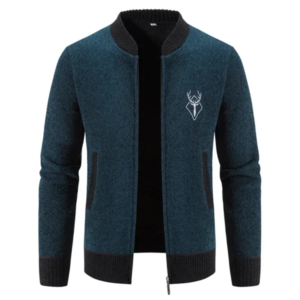 Mens Cardigan Sweater 2024 Autumn Winter Thick Warm Zipper Slim Fit Knitted Jacket Male Fleece Sweater Coat Jacket Men Clothing - Image 3