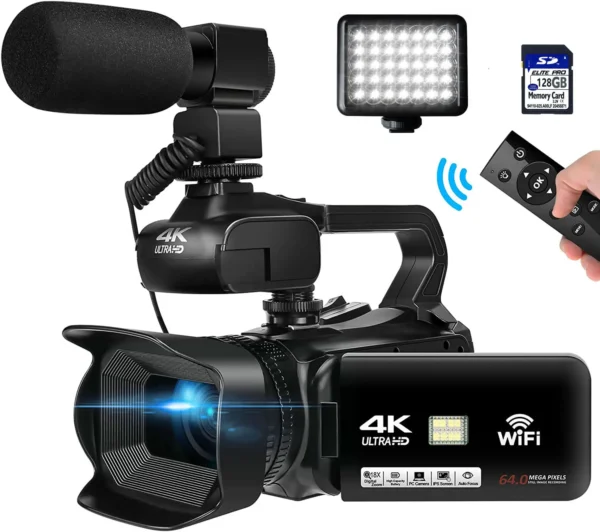 WIFI Camcorder 4K Video Camera 64MP 60FPS HD Auto Focus Vlogging 4.0" Touch Screen 18X Zoom for Live Streaming - Image 5