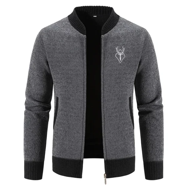 Mens Cardigan Sweater 2024 Autumn Winter Thick Warm Zipper Slim Fit Knitted Jacket Male Fleece Sweater Coat Jacket Men Clothing - Image 2