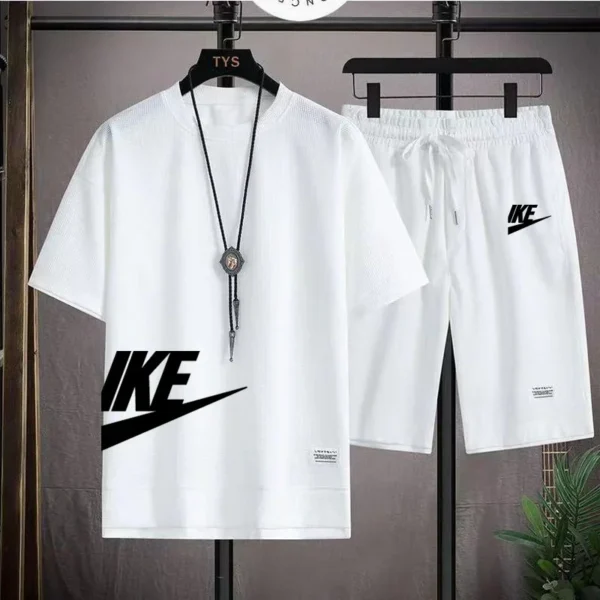 Summer men's clothing fashion breathable fitness basketball sports suit short sleeve T-shirt + jogging shorts two-piece set - Image 5