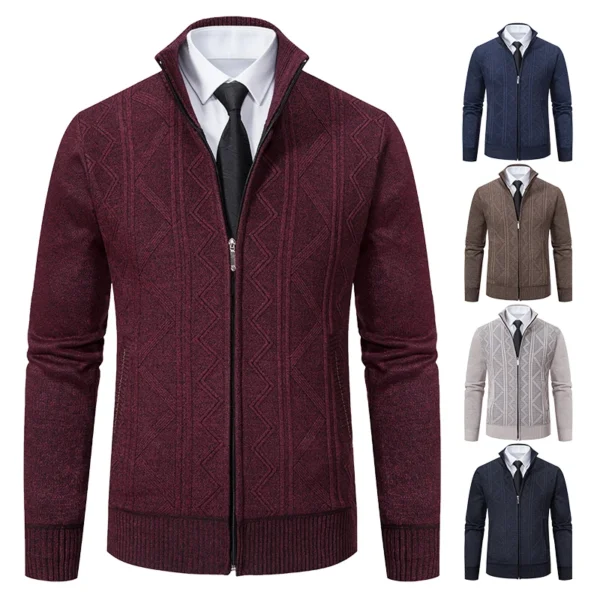 Man Knit Sweater Jacket Fleece Cardigan Amazon Men's Clothes Luxury Brown Jersey Casual Sweatshirts Warm Jumper Korean Coat - Image 3