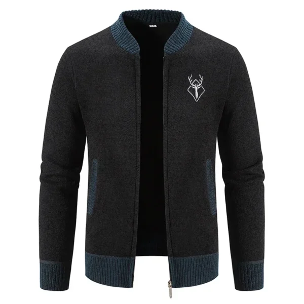 Mens Cardigan Sweater 2024 Autumn Winter Thick Warm Zipper Slim Fit Knitted Jacket Male Fleece Sweater Coat Jacket Men Clothing - Image 4