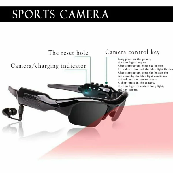 HD 1080P Glasses Camera Polarized Lens Sports Sunglasses Video Recorder Camcorder Security Mini Driving DVR DV Action Camera - Image 3