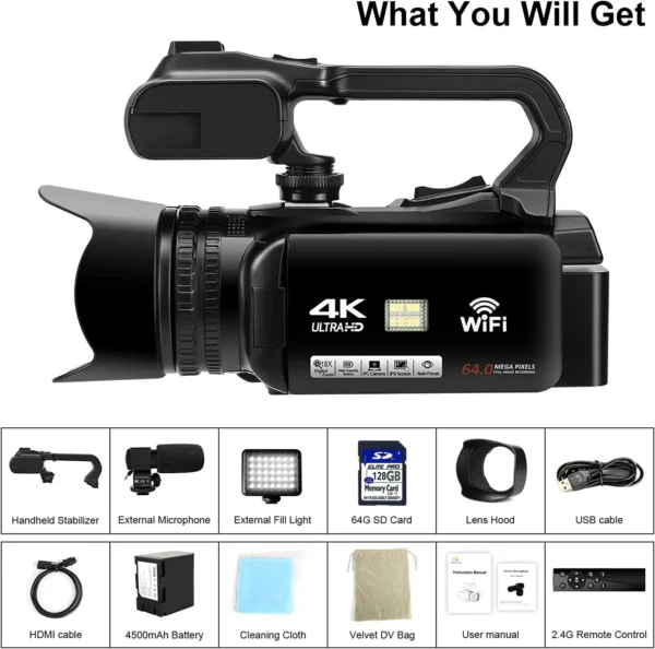 4.0"Touch Screen Digital Video Camera YouTube Camcorder 4K Ultra HD camera 64MP Streaming Camera - Image 6