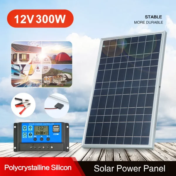 300W500W Solar Panel Kit Complete12V Polycrystalline USB Power Portable Outdoor Rechargeable Solar Cell Solar Generator for Home - Image 2