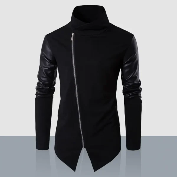 Men Autumn Coat Stand Collar Solid Color Long Sleeves Zipper Cardigan Patchwork Knitting Soft Cardigan Spring Top Male Clothes - Image 2