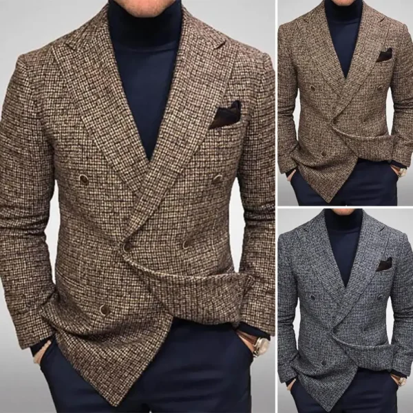 Autumn Men Jacket Suit OneButton Classic Houndstooth Korean Style Blazer Non-ironing Mens Wedding Tuxedos Suits Blazer Masculino - Image 2