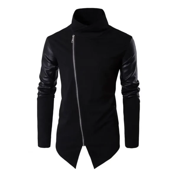 Men Autumn Coat Stand Collar Solid Color Long Sleeves Zipper Cardigan Patchwork Knitting Soft Cardigan Spring Top Male Clothes - Image 4