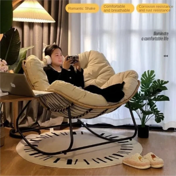 X&D Human Bird Nest Rattan Weaving Rocking Chair Leisure Sofa Home Balcony Single Lazy Sofa Rocking Chair Rattan Chair Can Sleep - Image 6