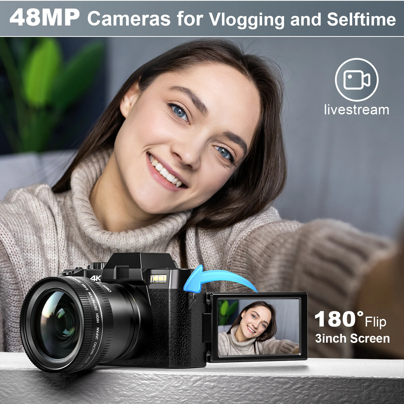 Compact Digital Photography Camera 4K WIFI Web Cam Vintage Vlog Video Recorder YouTube 48MP Camcorder 16X Digital Zoom Camera - Image 6
