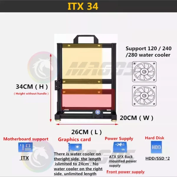 MOD Gamers Cabinet Large Open PC Case Frame Rack Aluminum Creative DIY Desktop Gaming Computer Chassis Water Cooling - Image 4