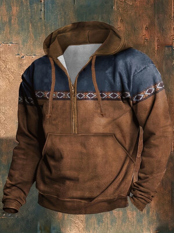 231201 Men's Fashion One-Third Zipper Sweater and Hoodie - Image 2