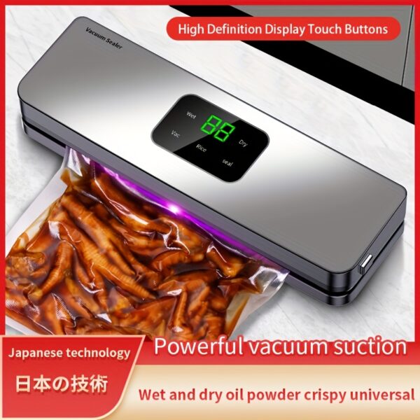 Vacuum Sealer Machine Dry/Wet Food Packaging Seal To Keep Fresh Touch Buttons Digital Display Detachable Cleaning, 10pcs free sealing bags included - Image 5