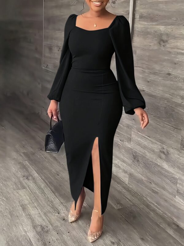 New European and American Style Fashion Slimming Split Long Sleeve Dress Trend