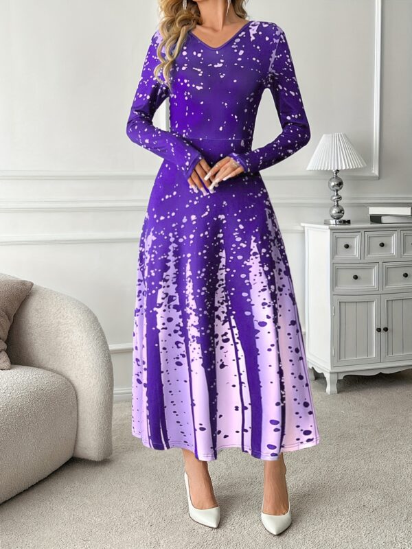 Elegant Women'S Dress with Dotted Stripe Pattern And Positioning Print. - Image 9