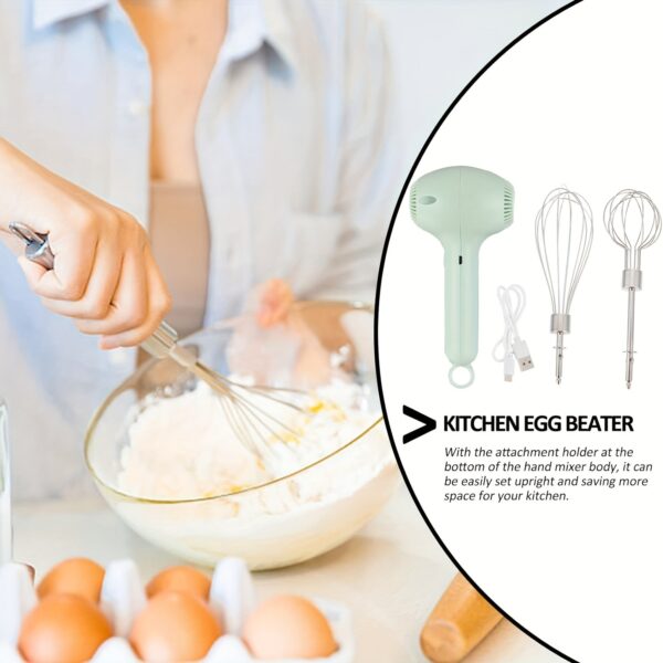 Compact USB-Rechargeable Electric Whisk - Light Green, 20W High-Power Cream Beater with Cordless Design & Easy-Grip Handle for Effortless Mixing of Cake Batter & Milk Foam - Image 8