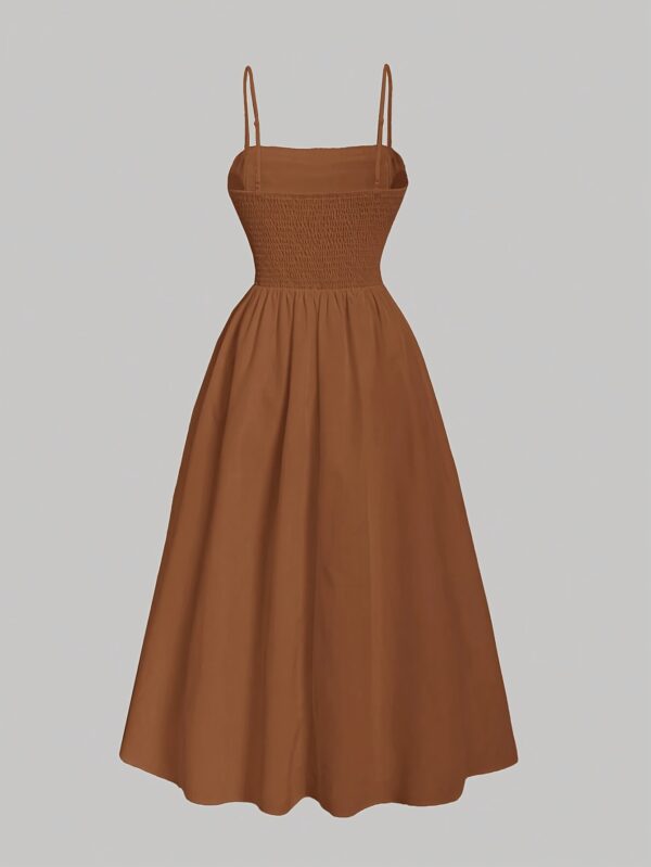 Nian Nian Selected Directional Style - Solid Color Spaghetti Strap Off-Shoulder Dress - Image 6