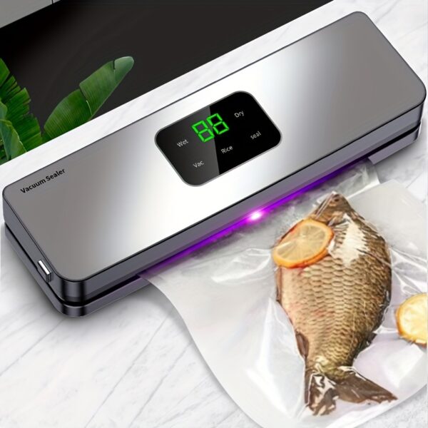 Vacuum Sealer Machine Dry/Wet Food Packaging Seal To Keep Fresh Touch Buttons Digital Display Detachable Cleaning, 10pcs free sealing bags included