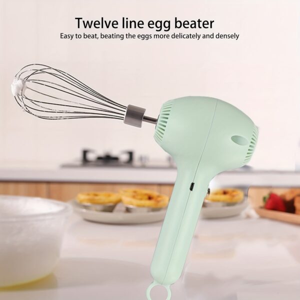 Compact USB-Rechargeable Electric Whisk - Light Green, 20W High-Power Cream Beater with Cordless Design & Easy-Grip Handle for Effortless Mixing of Cake Batter & Milk Foam - Image 4