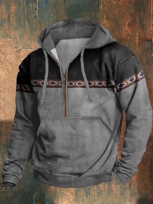 231201 Men's Fashion One-Third Zipper Sweater and Hoodie - Image 3